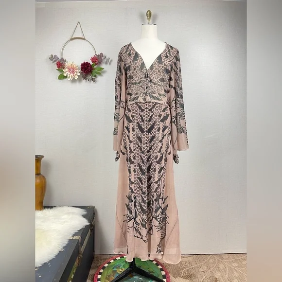 green emerald velvet dress Embroidered Suncherry Dress Xs / Multi